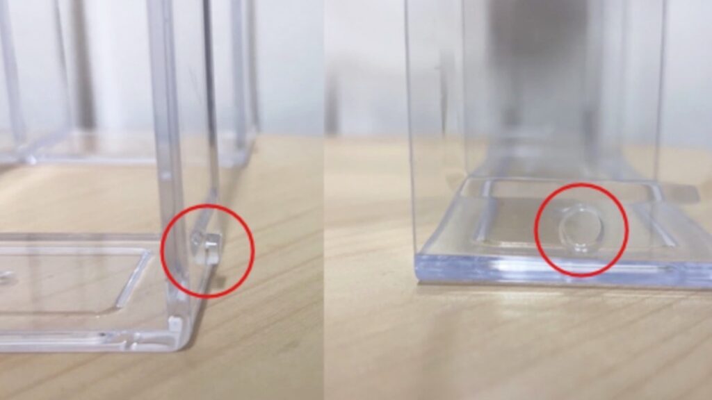 100均のブックスタンドの連結部のアップ