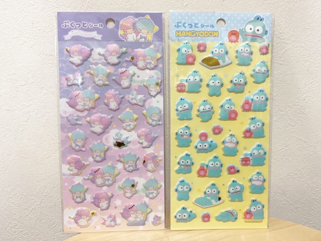 ダイソーリトルツインスターズとハンギョドンのぷくっとシール商品画像