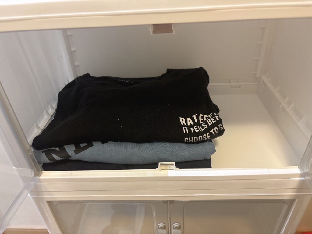 ダイソーの収納ケースに服を収納