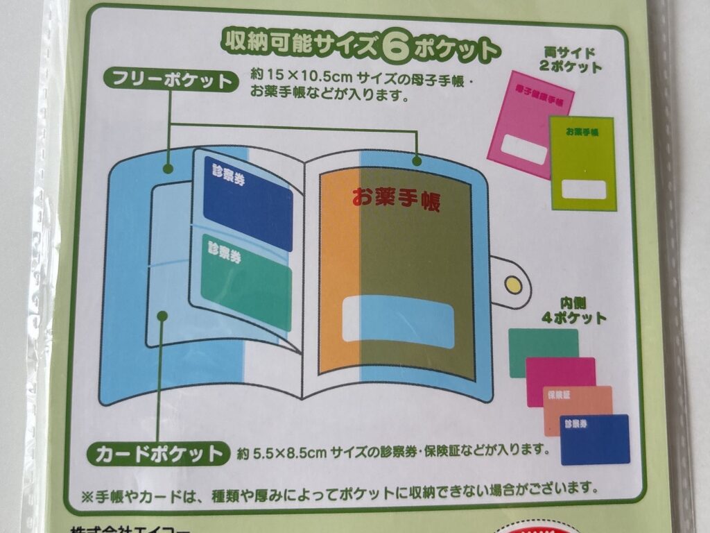 セリアニャッキ!の診察券・お薬手帳ケースの商品説明のイラスト